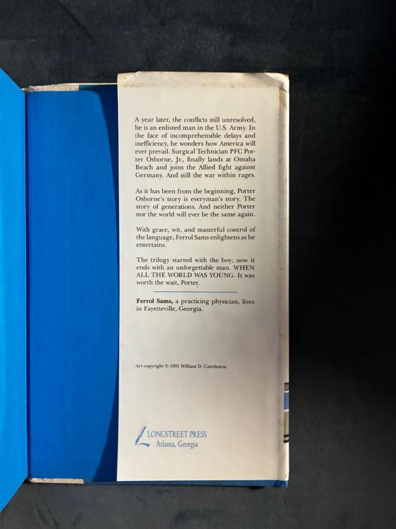 When All the World Was Young by Ferrol Sams First Edition First Printing Near Fine/Very Good Hardcover image 3