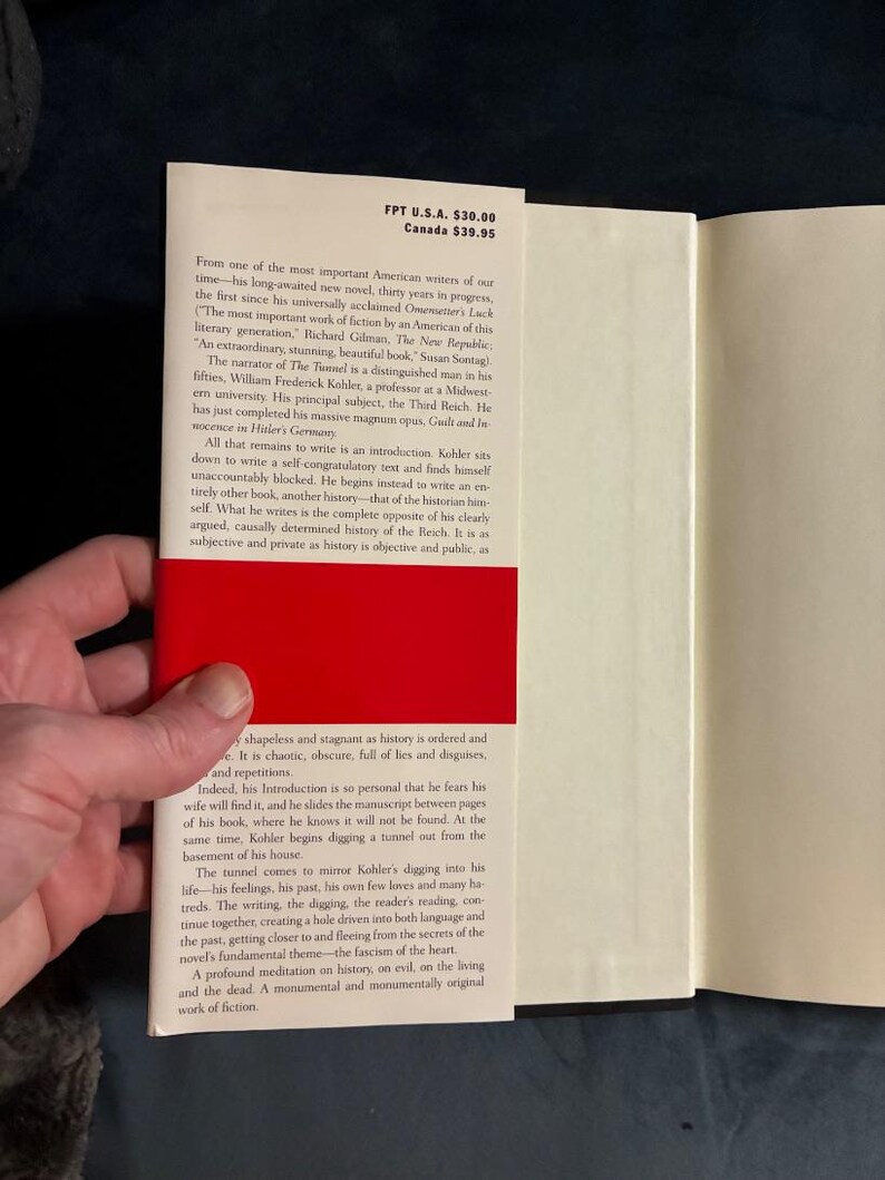 El túnel de William H. Gass, 1995, primera edición, primera impresión, casi perfecto/casi perfecto imagen 2