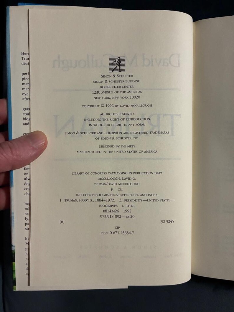 Truman de David McCullough, primera edición, tapa dura, casi perfecto/muy buen estado. imagen 4