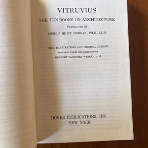 Vitruve : Les Dix Livres de l'Architecture (Traduction de Morgan) - État proche du neuf (broché) image 5