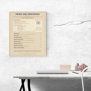 Pride and Prejudice - Jane Austen First Edition Census Print, Book Lover Gift (Digital Download) image 2