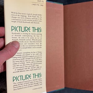 Picture This von Joseph Heller, 1988, Erstausgabe, erster Druck, sehr guter bis nahezu neuwertiger Zustand, Hardcover. Bild 2