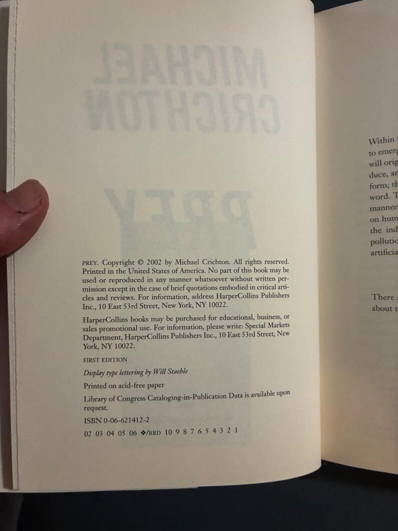 Prey von Michael Crichton, 2002, Erstausgabe, erster Druck, sehr guter bis nahezu neuwertiger Zustand Bild 3