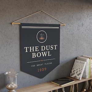 Dust Bowl Literary Pennant | Plains History Print | Vintage Americana Wall Art image 1