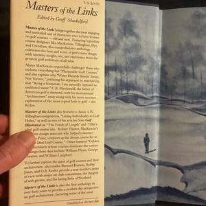 Masters of the Links: Essays on the Art of Golf and Course Design, Geoff Shackelford 1997 First Edition First Printing Hardcover image 2