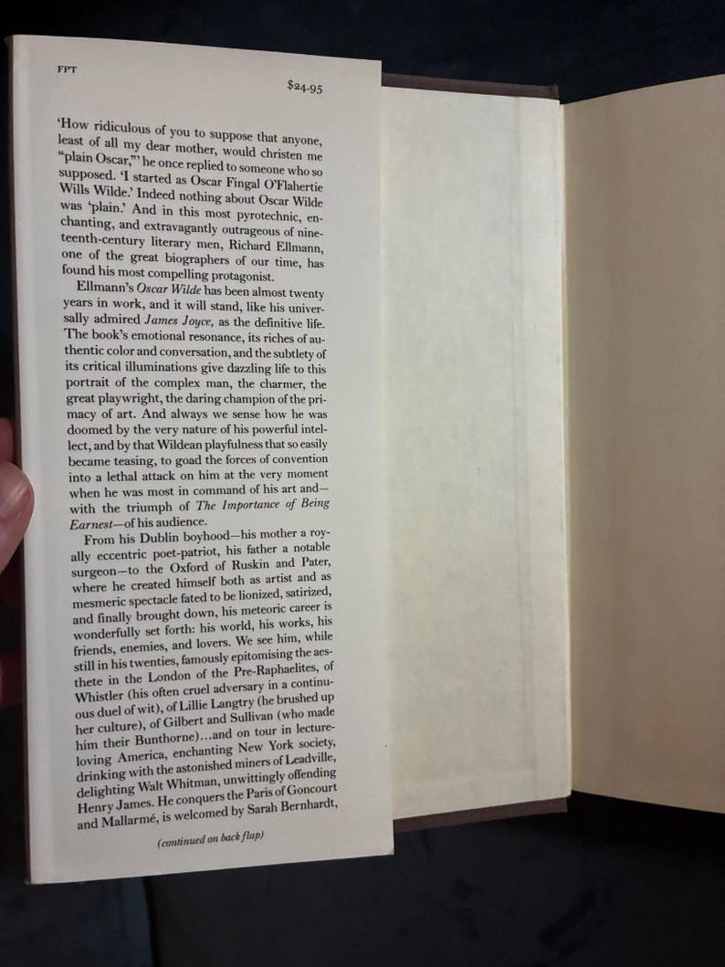Oscar Wilde de Richard Ellmann. Primera edición, primera impresión. Tapa dura. En excelente estado. imagen 4