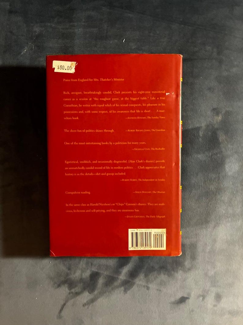 Mrs. Thatcher's Minister: The Private Diaries of Alan Clark 1994 First Edition First Printing Near Fine/Very Good image 3