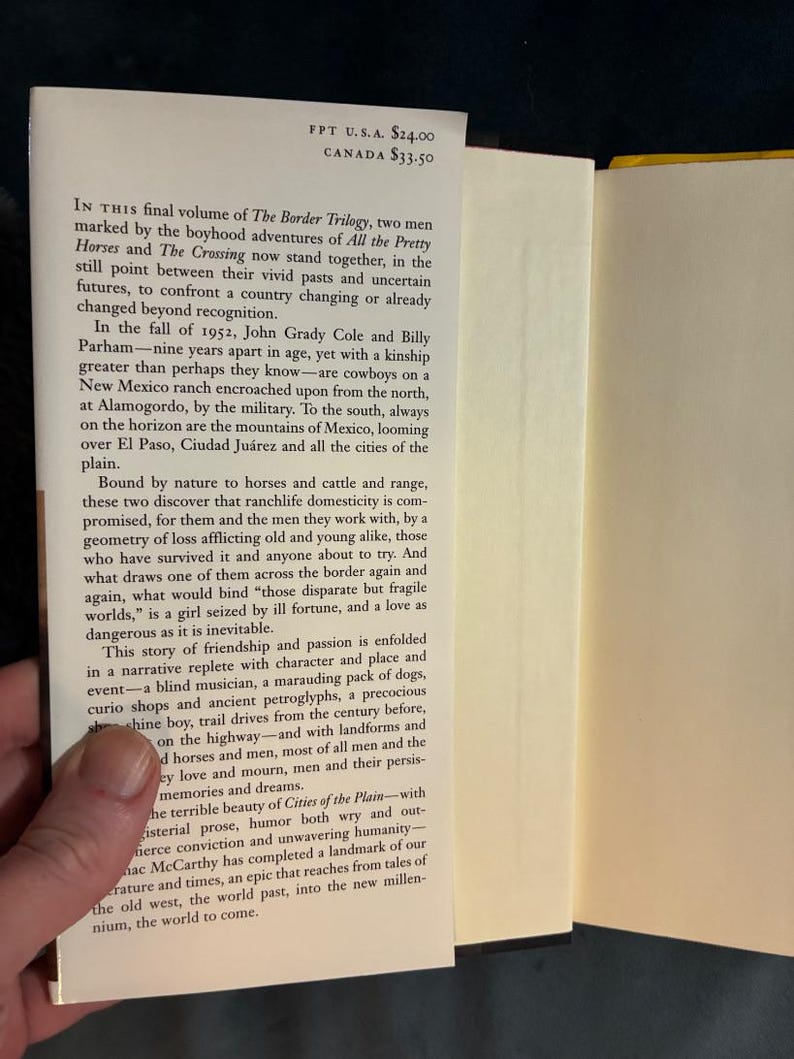 Ciudades de la llanura, de Cormac McCarthy, 1998. Primera edición, primera impresión. Excelente/Casi excelente estado. imagen 2