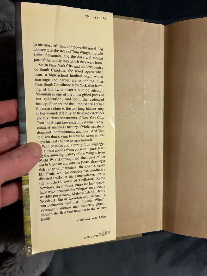 The Prince of Tides by Pat Conroy 1986 First Edition First Printing Near Fine/Very Good image 2