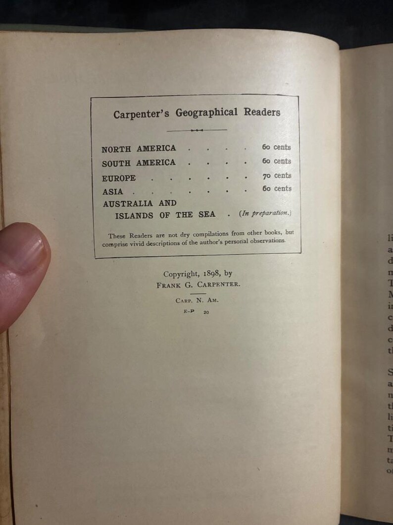 Carpenter's Geographical Reader: North America by Frank G. Carpenter First Edition Very Good Hardcover image 3