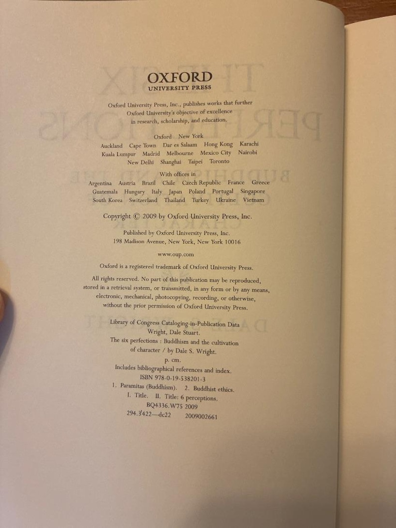 The Six Perfections: Buddhism Character Cultivation Hardcover First Edition Dale S. Wright image 2
