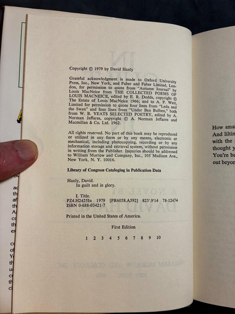 In Guilt and in Glory by David Hanly 1979 First Edition First Printing Near Fine/Very Good Hardcover image 3