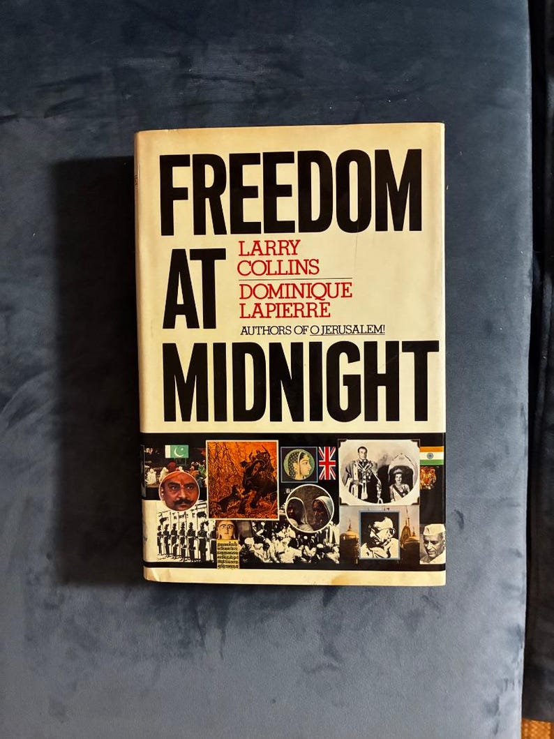 Libertad a medianoche de Larry Collins y Dominique Lapierre, 1975. Primera edición, primera impresión. En muy buen estado. Tapa dura. imagen 1