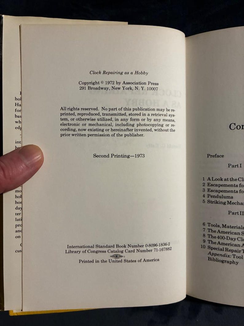 Clock Repairing as a Hobby by Harold C. Kelly First Edition Hardcover image 6