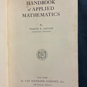 Handbook of Applied Mathematics by Martin E. Jansson First Edition Very Good Hardcover image 11