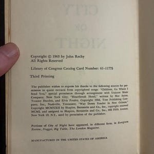 City of Night by John Rechy First Edition Third Printing Very Good image 4