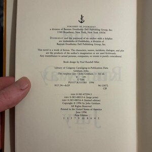 Die Jury von John Grisham, 1996, Erstausgabe, erster Druck, nahezu neuwertig/sehr gut Bild 3