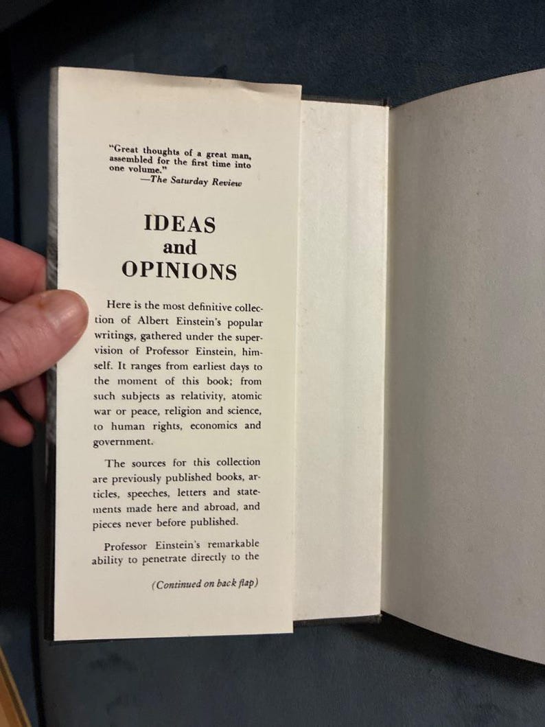 Albert Einstein Ideas and Opinions Hardcover Book (Later Edition) image 3