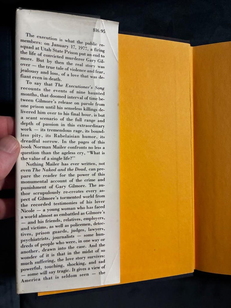 Le Chant du bourreau de Norman Mailer, première édition, premier tirage, état proche du neuf/très bon+, couverture rigide image 4