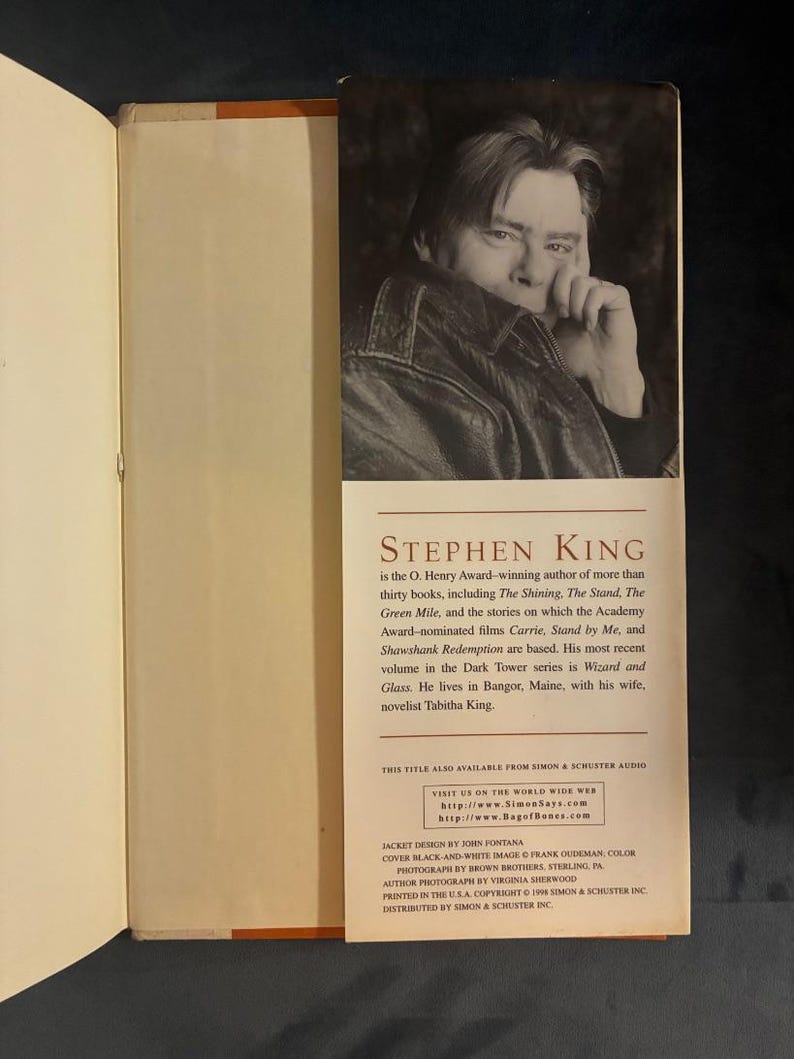 Bag of Bones by Stephen King 1998 First Edition First Printing Near Fine/Very Good image 3