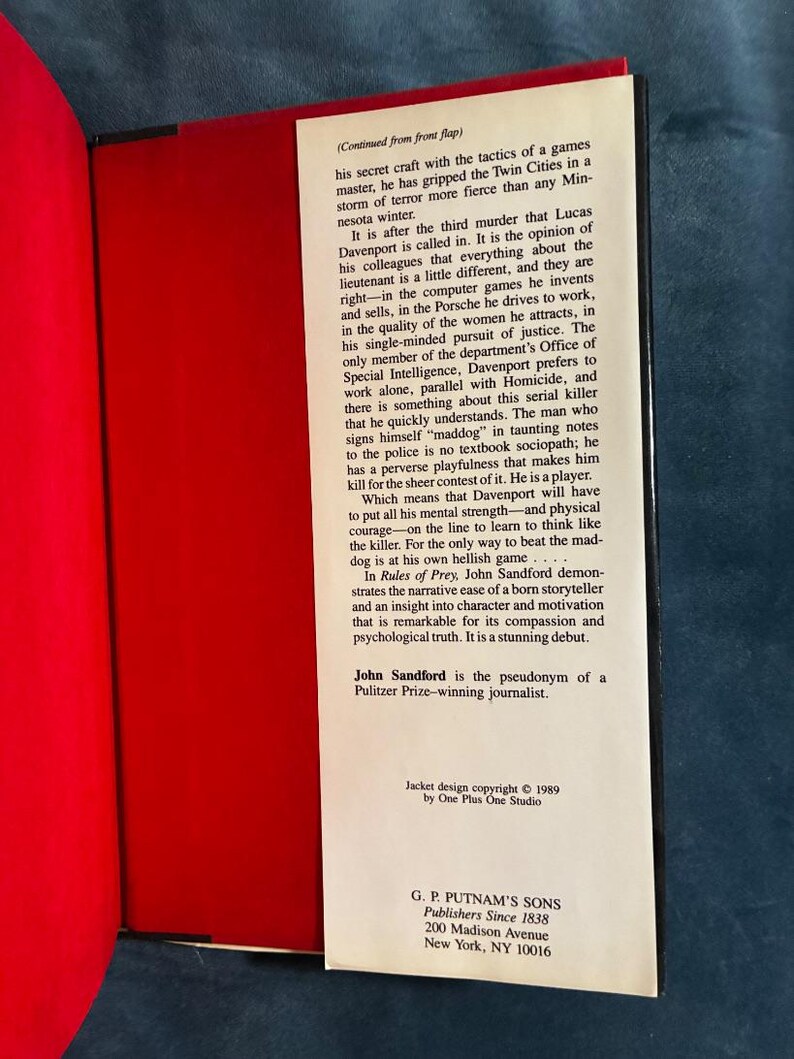 Reglas de la presa de John Sandford, 1989, primera edición, primera impresión, tapa dura, excelente estado. imagen 4