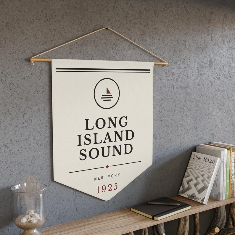 Long Island Sound Pennant, Gatsby Literary Print, Coastal Wall Art image 6