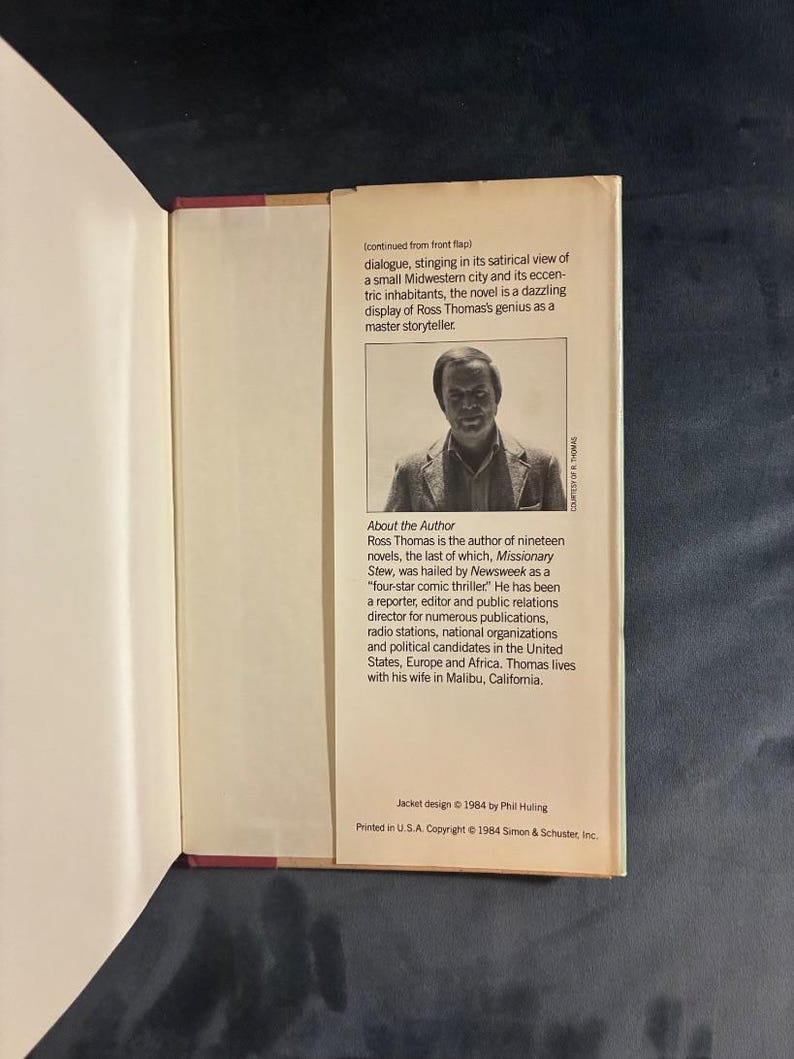 Briarpatch de Ross Thomas, 1984, première édition, premier tirage, état proche du neuf/bon. image 6
