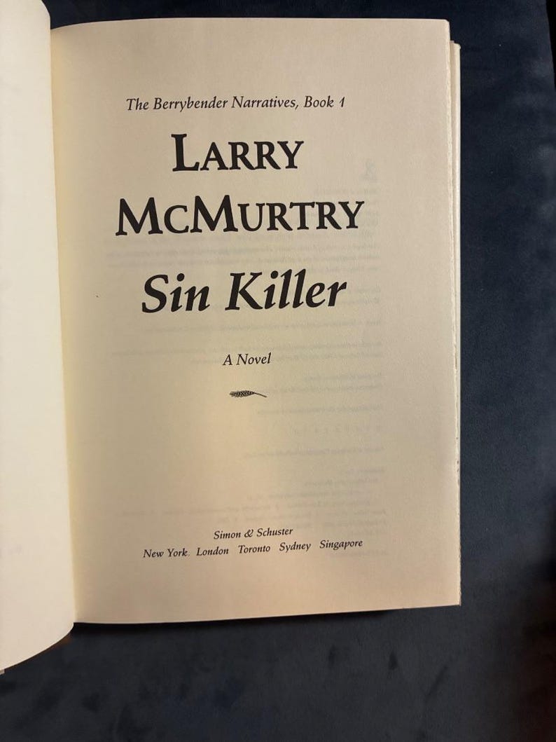 Sin Killer by Larry McMurtry 2002 First Edition First Printing Near Fine/Very Good image 5