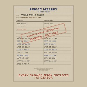 Uncle Tom's Cabin Banned Book Art | Harriet Beecher Stowe Library Card Poster bild 5