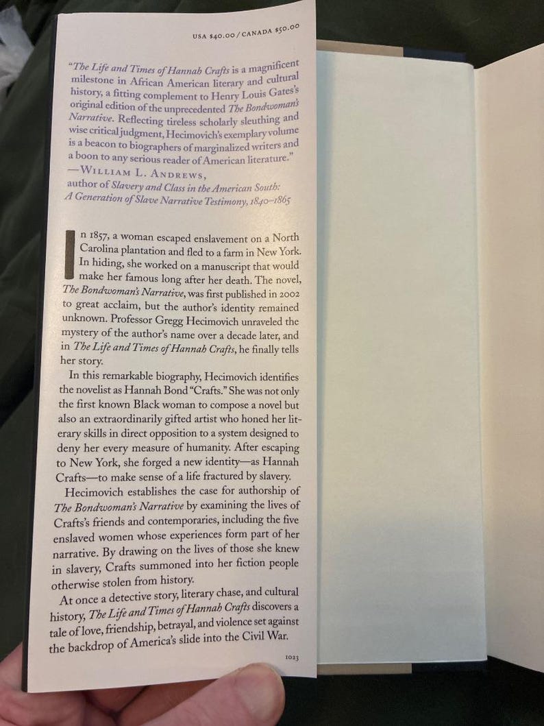 The Life and Times of Hannah Crafts: True Story Bondwoman's Narrative Gregg Hecimovich First Edition image 3
