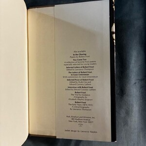 Poésie de Robert Frost, 1969, Première édition, Premier tirage, État proche du neuf/Très bon image 6