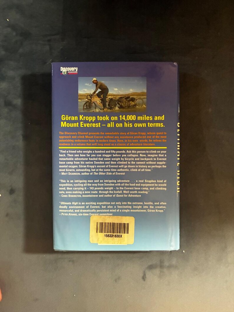 Ultimate High: My Everest Odyssey by Göran Kropp with David Lagercrantz 1999 First Edition Second Printing Near Fine/Very Good image 2