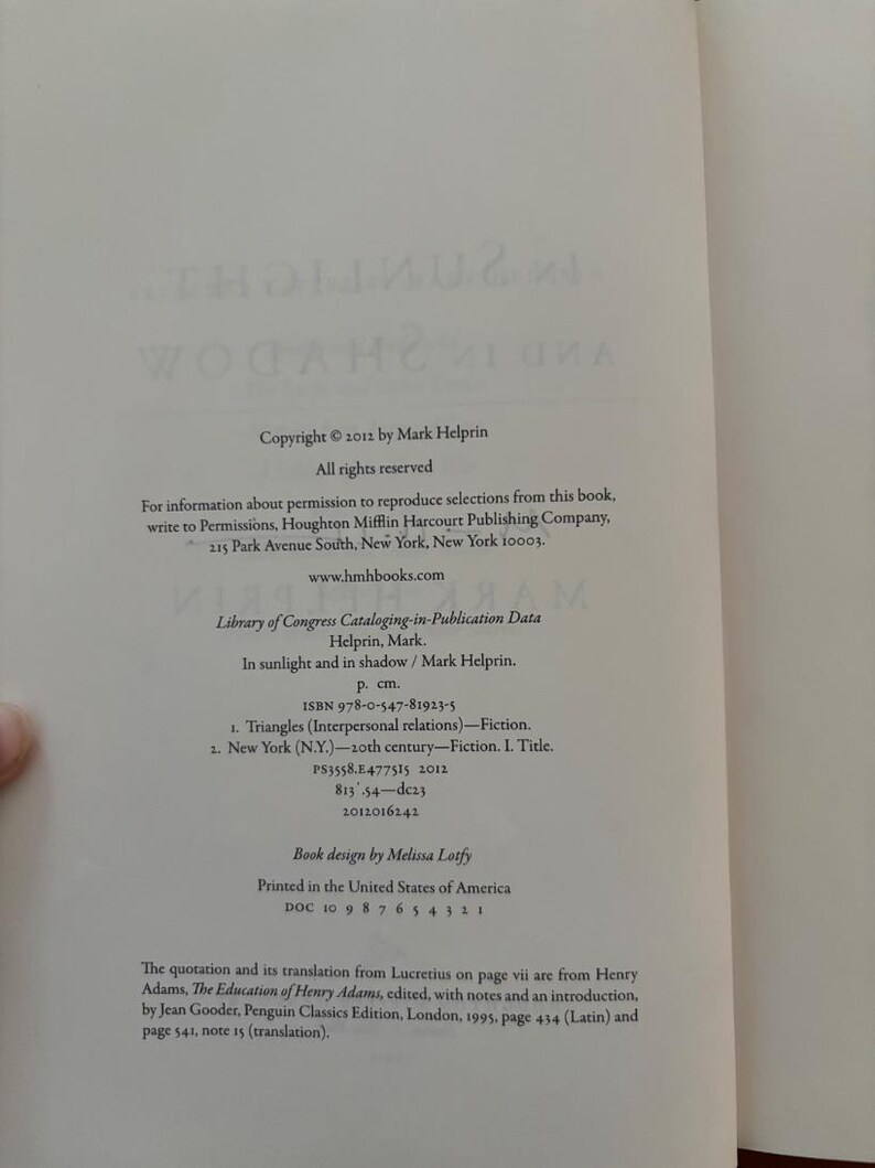 Mark Helprin W słońcu i cieniu, wydanie pierwsze, twarda oprawa (bardzo dobry) zdjęcie 5