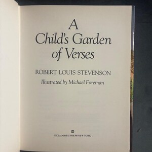 Un jardín de versos para niños de Robert Louis Stevenson 1985 Primera edición Primera impresión Excelente/Excelente imagen 4
