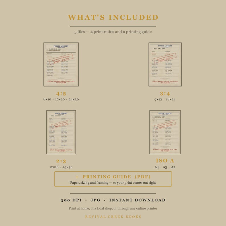 Uncle Tom's Cabin Library Card Print | Banned Book History (Digital Download) image 8