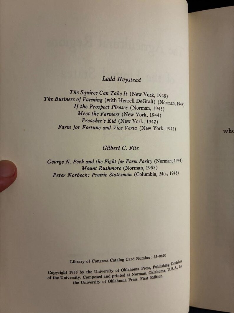 Les régions agricoles des États-Unis par Ladd Haystead et Gilbert C. Fite, 1955, première édition, premier tirage, très bon état/bon état image 3