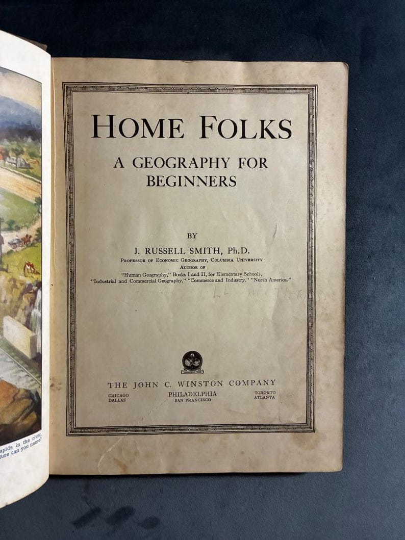 Home Folks: A Geography for Beginners by J. Russell Smith 1927 First Edition Good Hardcover image 2