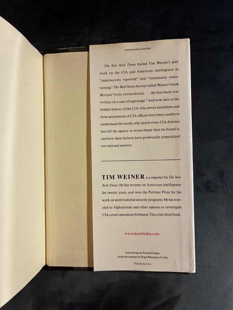 Legacy of Ashes: The History of the CIA door Tim Weiner, 2007, eerste editie, eerste druk, goede/bijna perfecte staat. afbeelding 6