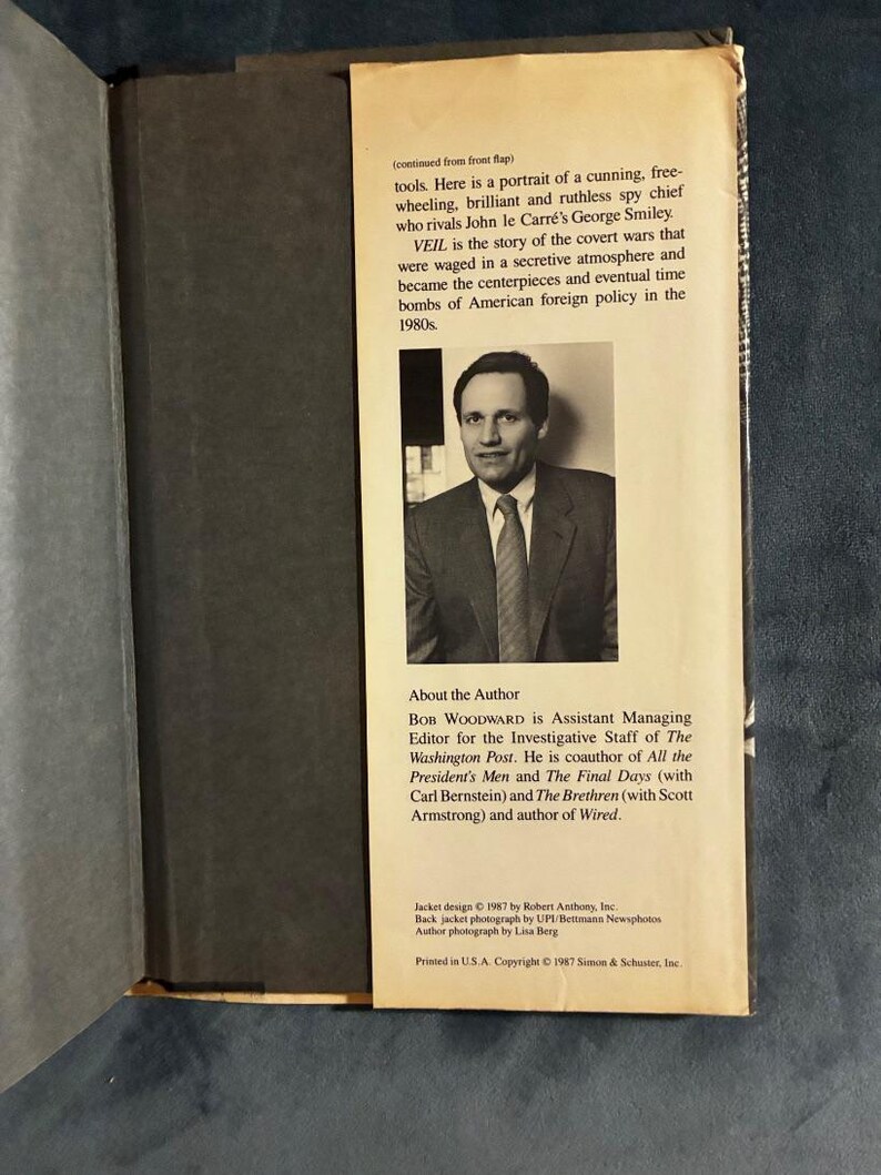 VELO: Las guerras secretas de la CIA 1981-1987 por Bob Woodward 1987 Primera edición Primera impresión Muy buen estado/Buen estado imagen 6