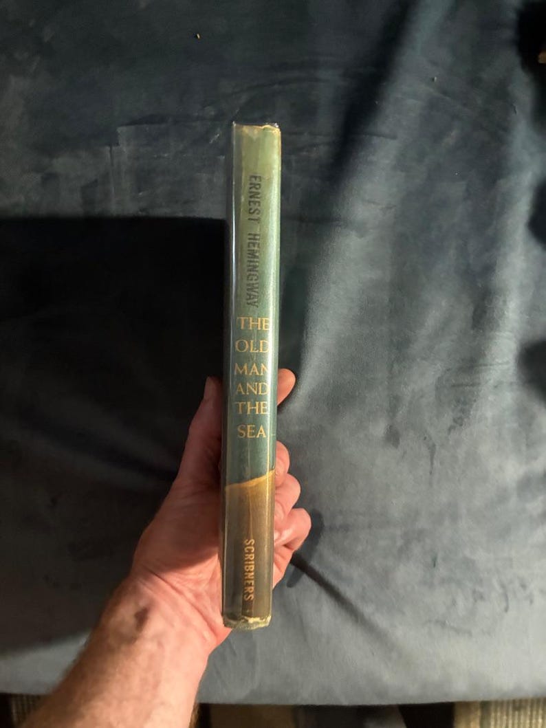 Stary człowiek i morze Ernesta Hemingwaya 1952 Pierwsze wydanie Prawie w dobrym stanie/bardzo dobrym Oprawa twarda zdjęcie 7