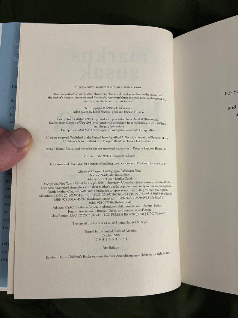 Markus Zusak Bridge of Clay Signed First Edition Hardcover Novel image 2