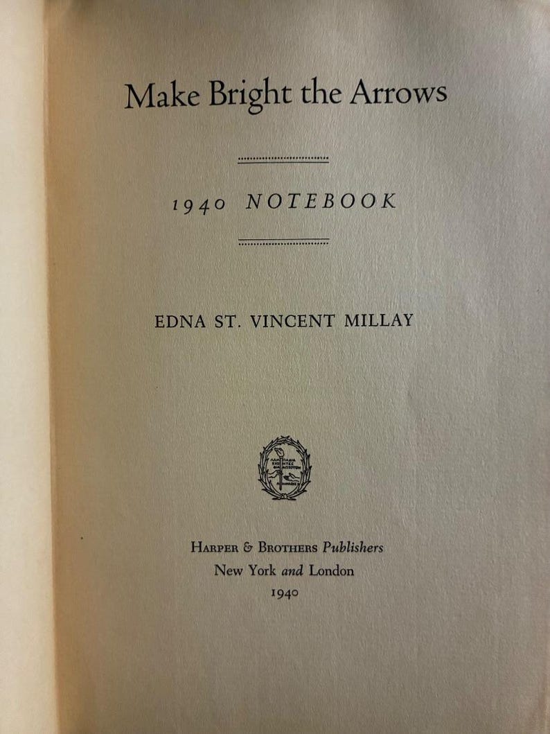 Make Bright the Arrows by Edna St. Vincent Millay 1940 1st Edition 1st Printing image 5