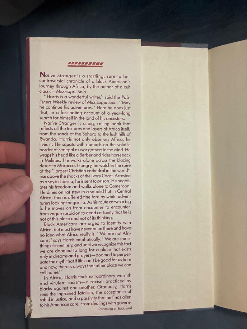 Native Stranger: Black American's Journey into Africa by Eddy L. Harris (Hardcover) image 3