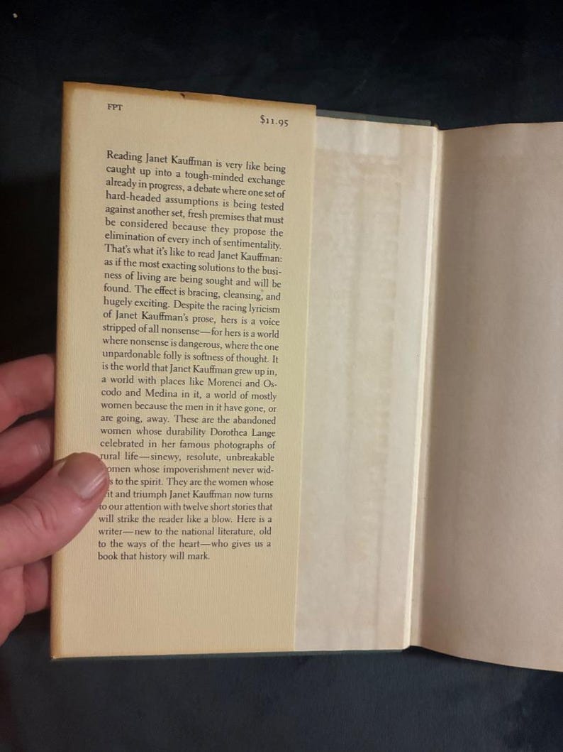 Orte auf der Welt, die eine Frau begehen könnte von Janet Kauffman, 1984, Erste Auflage, Zweiter Druck, Nahezu neuwertig/Sehr gut, Hardcover. Bild 2