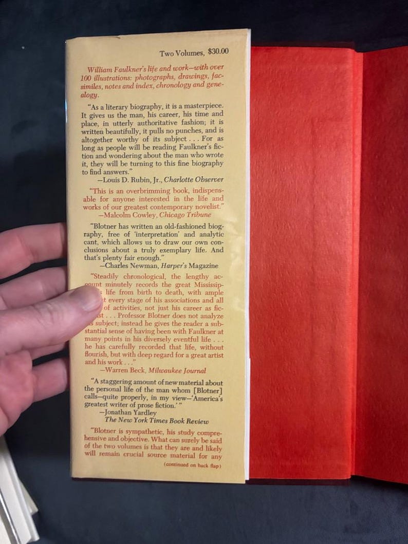 Faulkner: A Biography by Joseph Blotner 1974 First Edition Second Printing Fine/Near Fine image 2