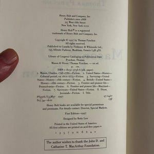 Mason & Dixon by Thomas Pynchon 1997 First Edition First Printing Fine/Near Fine Hardcover image 3