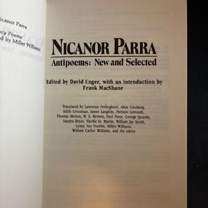 Antipoems: New and Selected by Nicanor Parra First Edition Later Printing Near Fine Paperback image 6