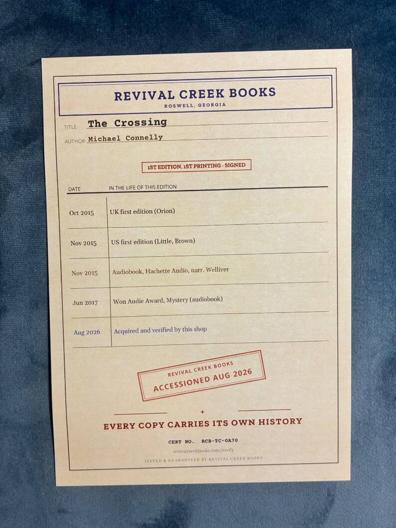 Michael Connelly, De Oversteek, Gesigneerde eerste editie, hardcover (in bijna perfecte staat) afbeelding 12