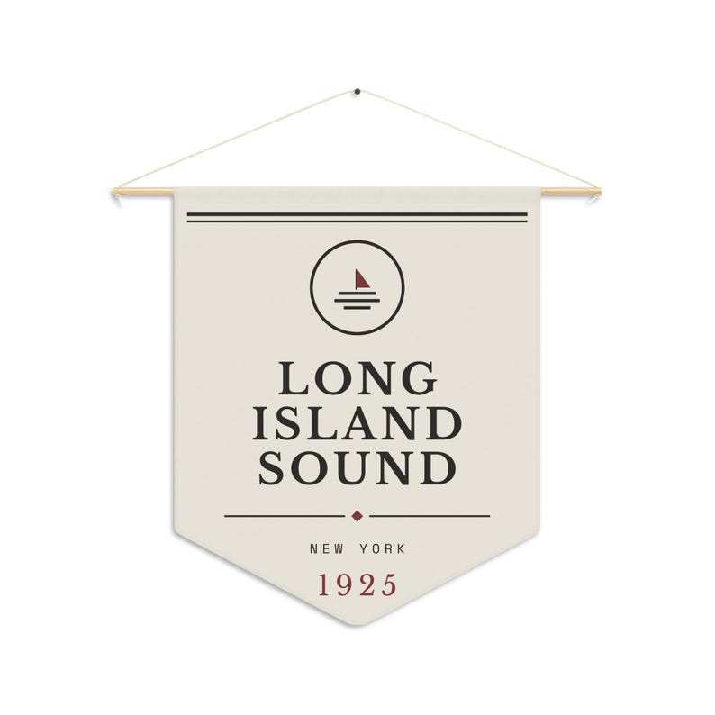Long Island Sound Pennant, Gatsby Literary Print, Coastal Wall Art image 3