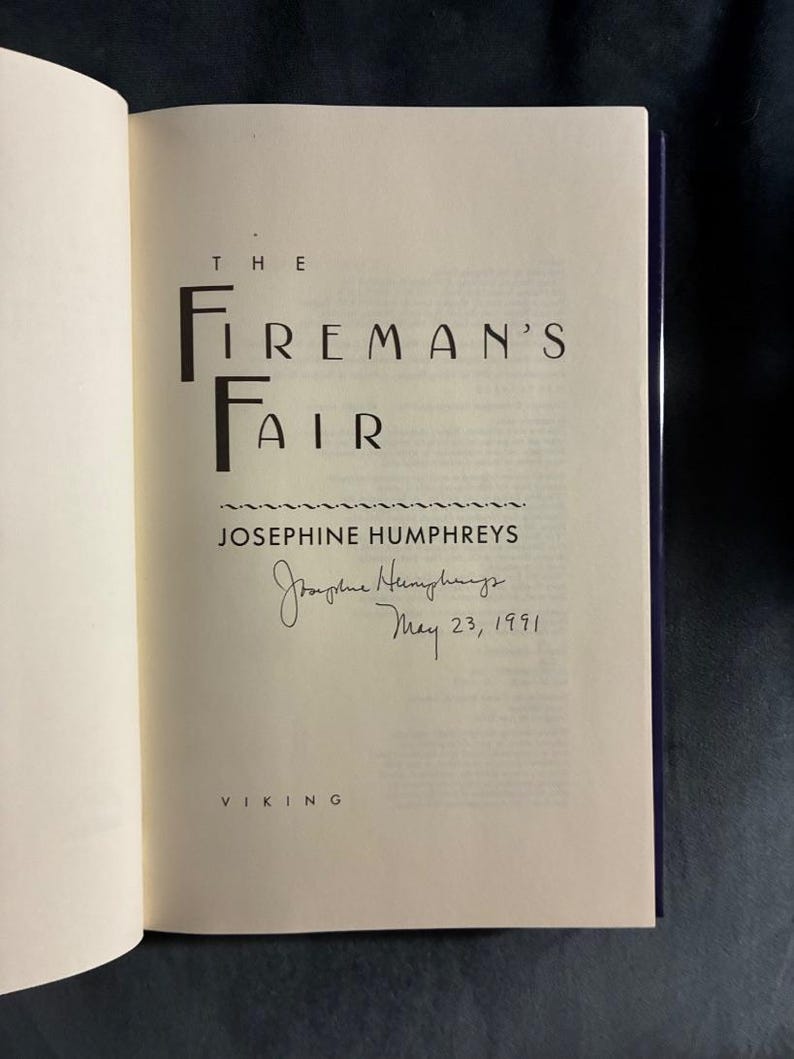 The Fireman's Fair by Josephine Humphreys Signed 1991 First Edition First Printing Fine/Near Fine image 7